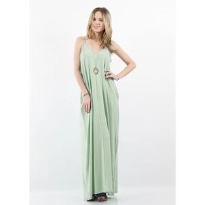 Mint Green Maxi Pocketed Dress